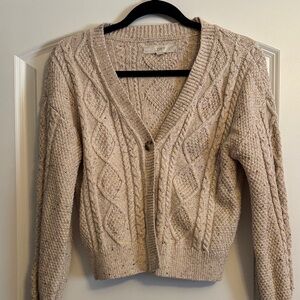 LOFT Women's Beige Cable Knit Cardigan
